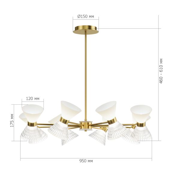 SL2004.303.16 Светильник подвесной ST-Luce латунь/прозрачный, белый, латунь G9 LED 16*5W SPIRIT, изображение 3