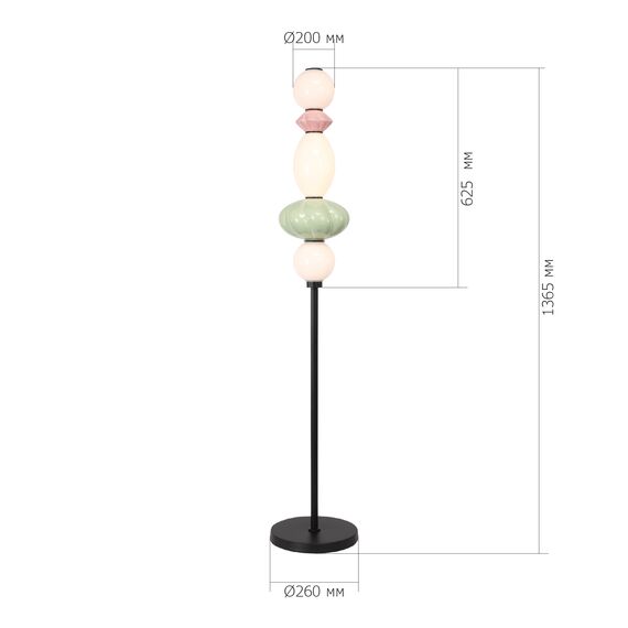 SL6134.405.01 Светильник напольный ST-Luce черный/розовый, зелёный, опаловый LED 1*20W 3000K FLORENTINI, изображение 6