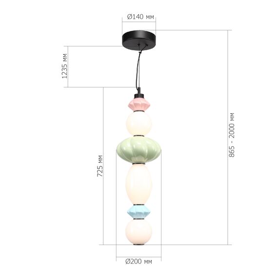 SL6134.433.01 Светильник подвесной ST-Luce черный/розовый, зеленый, синий, опаловый LED 1*24W 3000K FLORENTINI, изображение 5