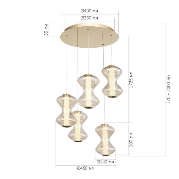 SL6136.233.01 Светильник подвесной ST-Luce золото/коньячный LED 1*28W 3000K SPINE, изображение 7