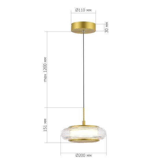 SL6239.203.01 Светильник подвесной ST-Luce золото/прозрачный LED 1*7W 3000K FRITTELA, изображение 5