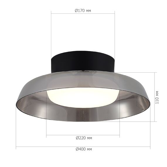 SL6019.412.01 Светильник потолочный ST-Luce Черный/Дымчатый, Белый LED 1*36W 3000K FORAY, изображение 4