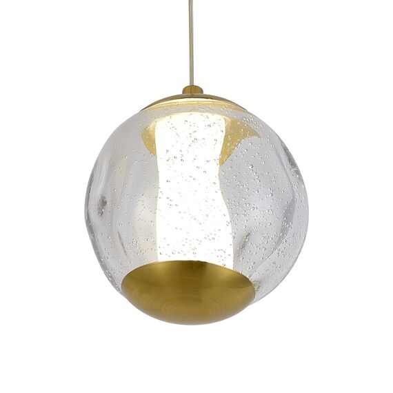 SL6520.303.01 Светильник подвесной ST-Luce латунь/прозрачный с пузырьками воздуха LED 1*5W 4000K HELMI, изображение 3