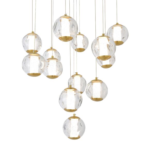 SL6520.303.13 Светильник подвесной ST-Luce латунь/прозрачный с пузырьками воздуха LED 1*65W 4000K HELMI, изображение 4