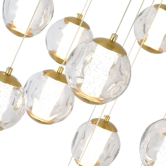 SL6520.303.13 Светильник подвесной ST-Luce латунь/прозрачный с пузырьками воздуха LED 1*65W 4000K HELMI, изображение 5