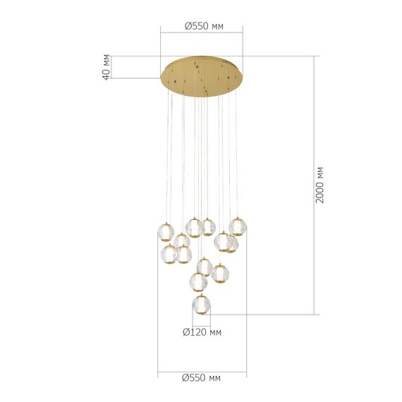 SL6520.303.13 Светильник подвесной ST-Luce латунь/прозрачный с пузырьками воздуха LED 1*65W 4000K HELMI, изображение 6