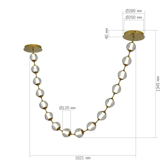 SL6520.303.18 Светильник подвесной ST-Luce латунь/прозрачный с пузырьками воздуха LED 1*90W 4000K HELMI, изображение 5