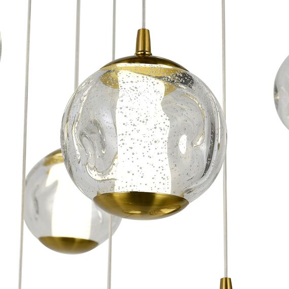 SL6520.303.20 Светильник подвесной ST-Luce латунь/прозрачный с пузырьками воздуха LED 1*100W 4000K HELMI, изображение 4