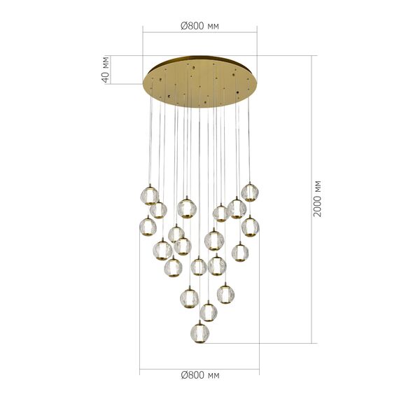 SL6520.303.20 Светильник подвесной ST-Luce латунь/прозрачный с пузырьками воздуха LED 1*100W 4000K HELMI, изображение 5