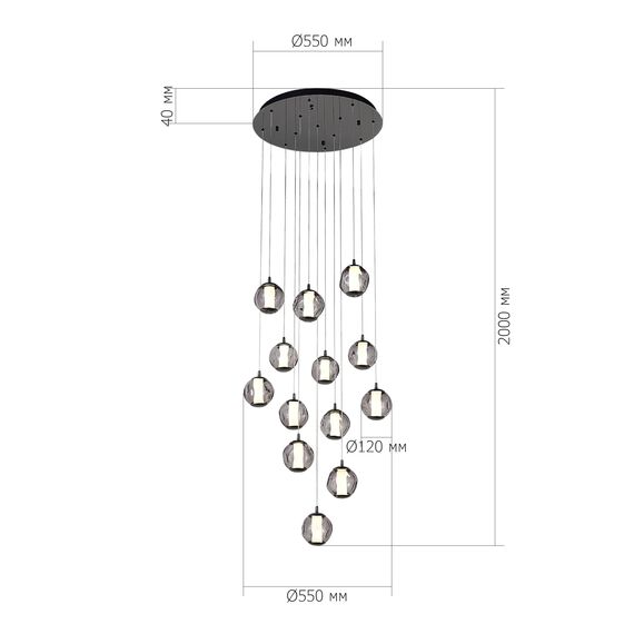SL6520.403.13 Светильник подвесной ST-Luce черный жемчуг/прозрачно-дымчатый LED 1*65W 4000K HELMI, изображение 5