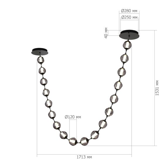 SL6520.403.18 Светильник подвесной ST-Luce черный жемчуг/прозрачно-дымчатый LED 1*90W 4000K HELMI, изображение 8
