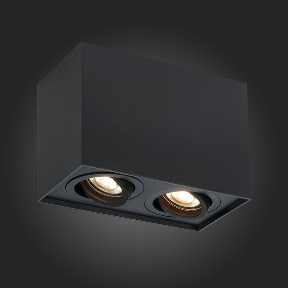ST109.407.02 Светильник потолочный Черный GU10 2*50W  L181xW100xH123 220V Без ламп Накладные светильники, изображение 2