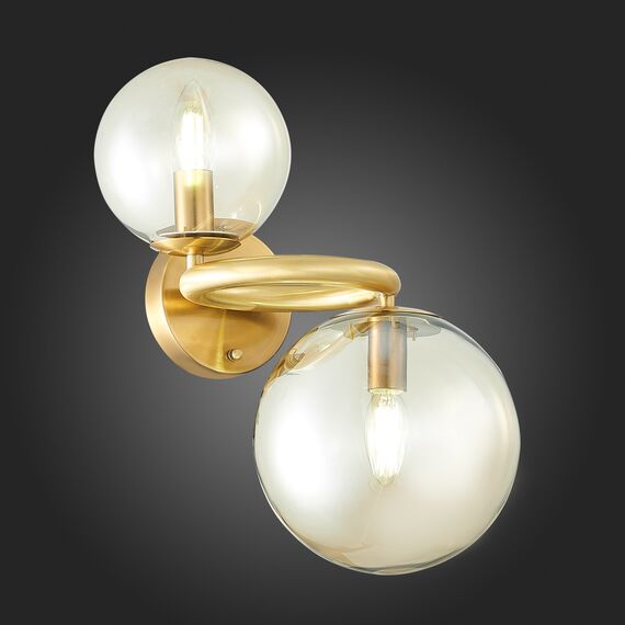 SL1162.301.02 Светильник настенный ST-Luce Латунь/Коньячный E14 2*40W GORIZIA, изображение 2