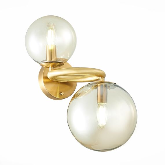 SL1162.301.02 Светильник настенный ST-Luce Латунь/Коньячный E14 2*40W GORIZIA, изображение 3