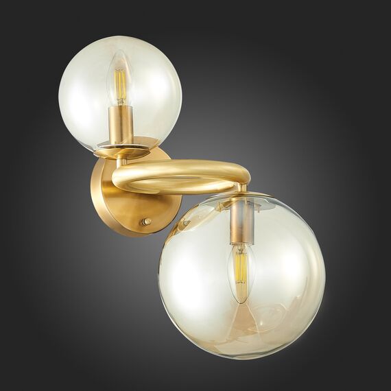 SL1162.301.02 Светильник настенный ST-Luce Латунь/Коньячный E14 2*40W GORIZIA, изображение 5