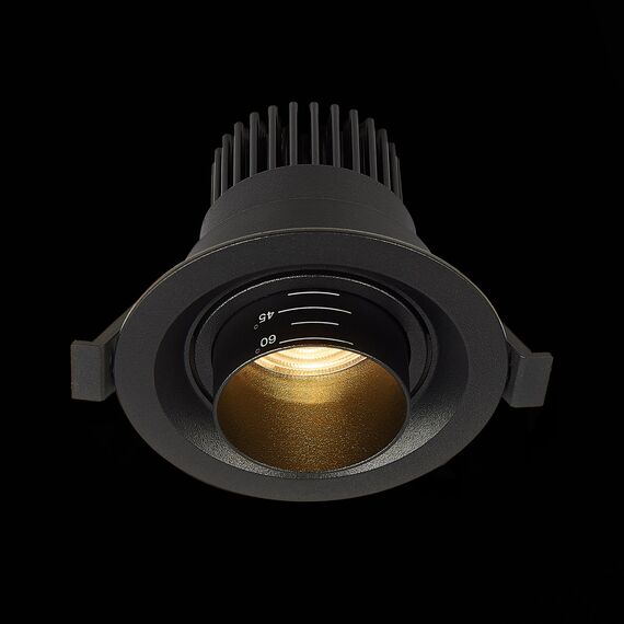 ST701.438.07 Св-к встр. Zoom Черный LED 1*7W 3000K 560Lm Ra 15°-60° IP20 D90xH65 170-240V Встраиваемые светильники, изображение 4