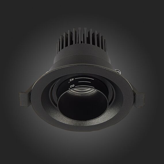 ST701.438.07 Св-к встр. Zoom Черный LED 1*7W 3000K 560Lm Ra 15°-60° IP20 D90xH65 170-240V Встраиваемые светильники, изображение 8