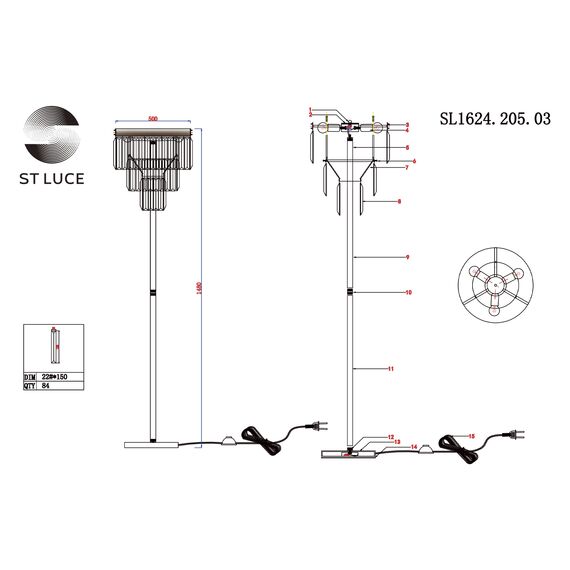 SL1624.205.03 Торшер ST-Luce шампань/прозрачный E14 3*40W ERCOLANO, изображение 5