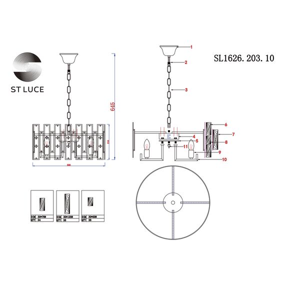SL1626.203.10 Люстра подвесная ST-Luce шампань/шампань, прозрачный E14 10*40W ANZIO, изображение 6