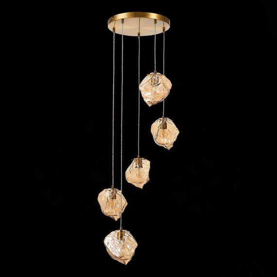 SL1175.303.05 Светильник подвесной ST-Luce Латунь/Янтарный E14 5*40W PORTICI, изображение 4