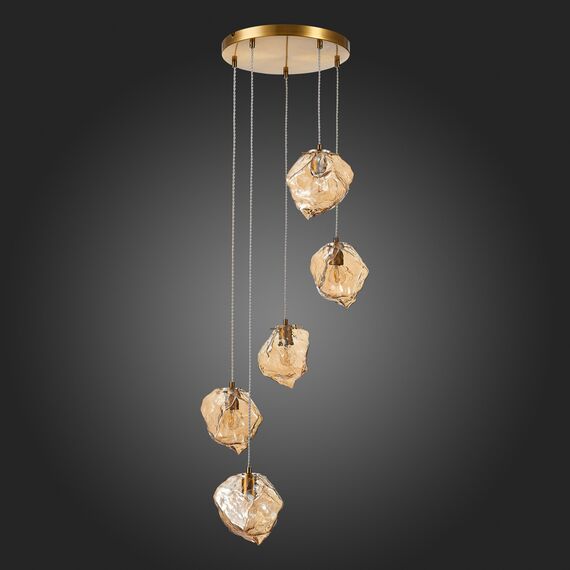 SL1175.303.05 Светильник подвесной ST-Luce Латунь/Янтарный E14 5*40W PORTICI, изображение 5