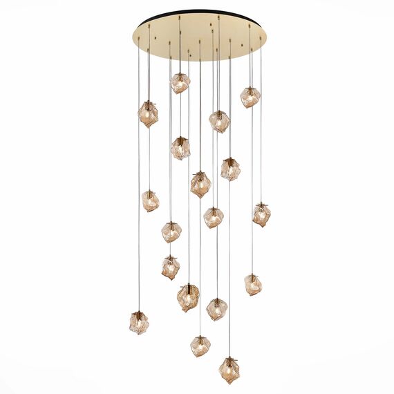 SL1175.303.18 Светильник подвесной ST-Luce Латунь/Янтарный E14 18*40W PORTICI, изображение 3