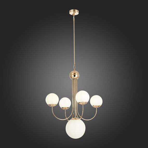 SL1504.203.05 Люстра подвесная ST-Luce Французское золото/Белый E27 5*60W AVELLINO, изображение 2