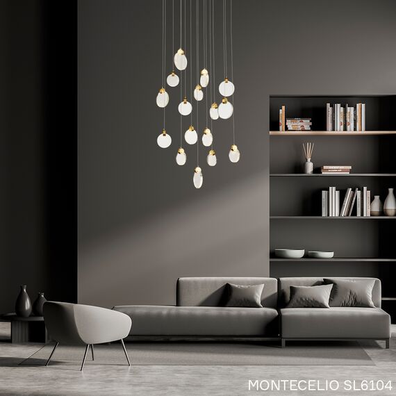 SL6104.203.06 Светильник подвесной ST-Luce Золотистый/Прозрачный,С пузырьками воздуха LED 6*3W 3000K MONTECELIO, изображение 6