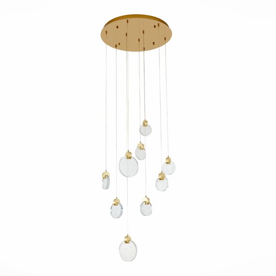 SL6104.203.09 Светильник подвесной ST-Luce Золотистый/Прозрачный,С пузырьками воздуха LED 9*3W 3000K MONTECELIO, изображение 4
