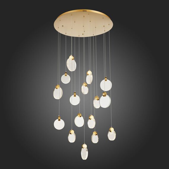 SL6104.203.16 Светильник подвесной ST-Luce Золотистый/Прозрачный,С пузырьками воздуха LED 16*3W 3000 MONTECELIO, изображение 2