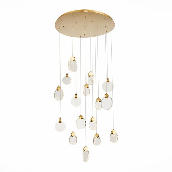 SL6104.203.16 Светильник подвесной ST-Luce Золотистый/Прозрачный,С пузырьками воздуха LED 16*3W 3000 MONTECELIO, изображение 3