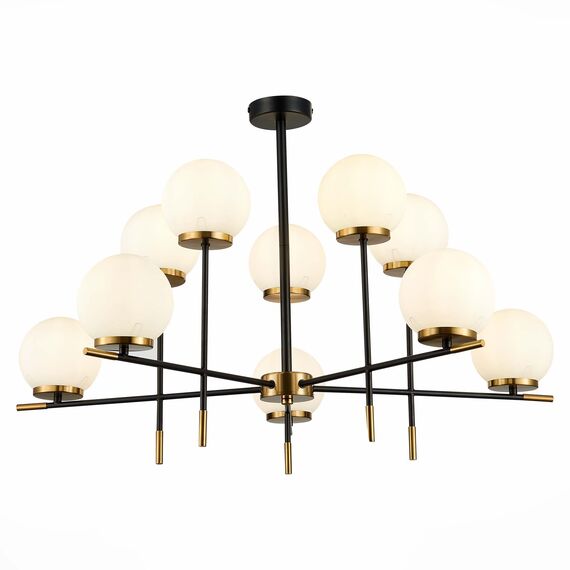 SL1203.402.10 Люстра потолочная ST-Luce Черный, Латунь/Белый E27 10*60W LIMANO, изображение 3