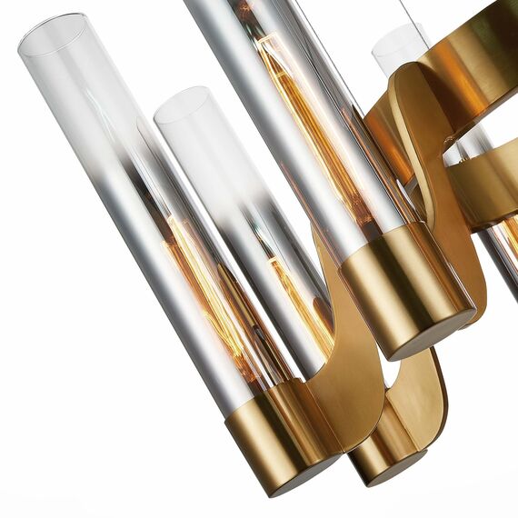 SL1235.303.08 Люстра подвесная ST-Luce Латунь/Хром, Прозрачный E14 8*40W ETTORE, изображение 6