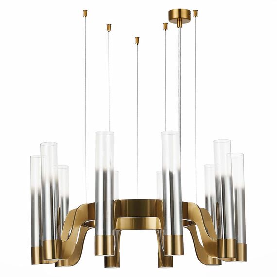 SL1235.303.10 Люстра подвесная ST-Luce Латунь/Хром, Прозрачный E14 10*40W ETTORE, изображение 4