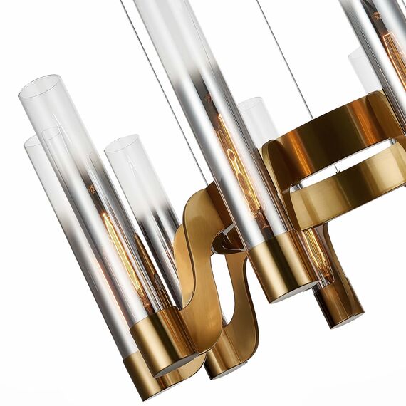 SL1235.303.10 Люстра подвесная ST-Luce Латунь/Хром, Прозрачный E14 10*40W ETTORE, изображение 5