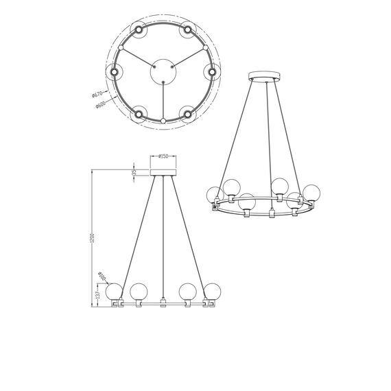 Подвесной светильник Freya FR4005PL-06B1, изображение 3