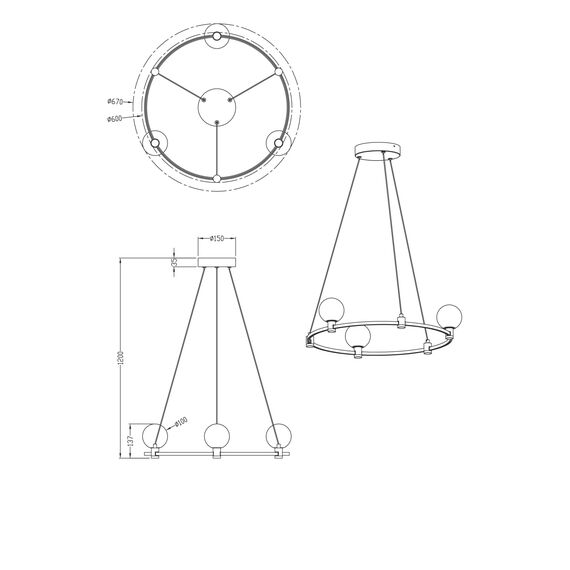Подвесной светильник Freya FR4005PL-03B1, изображение 4