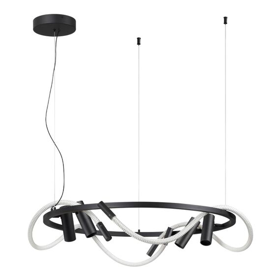 4391/55L HIGHTECH ODL24 261 черный/металл/канат Подвесной св-к с раздельн. вкл IP20 LED 50W 2020Лм 4000K CORDA