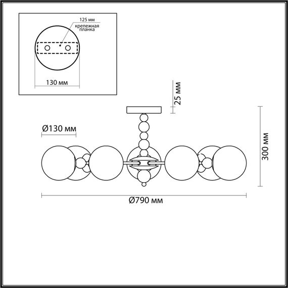 6526/7C MODERNI LN23 292 чёрный Люстра потолочная E14 7*40W 220V SUNDAY, изображение 2