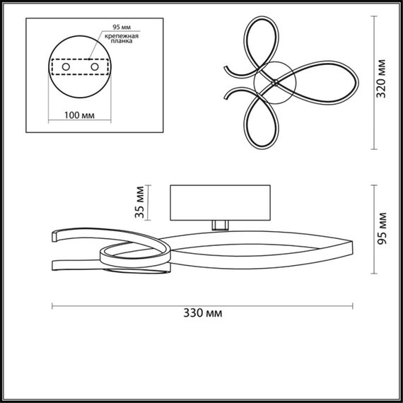 3773/20WL LEDIO LN19 000 белый Бра LED 20W 4000К 1560Лм 220V LANE, изображение 2