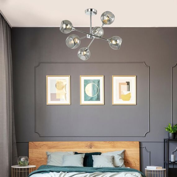 4530/6C COMFI LN21 144 хром, дымчатый Люстра потолочная E27 6*60W 220V SANDRA, изображение 3