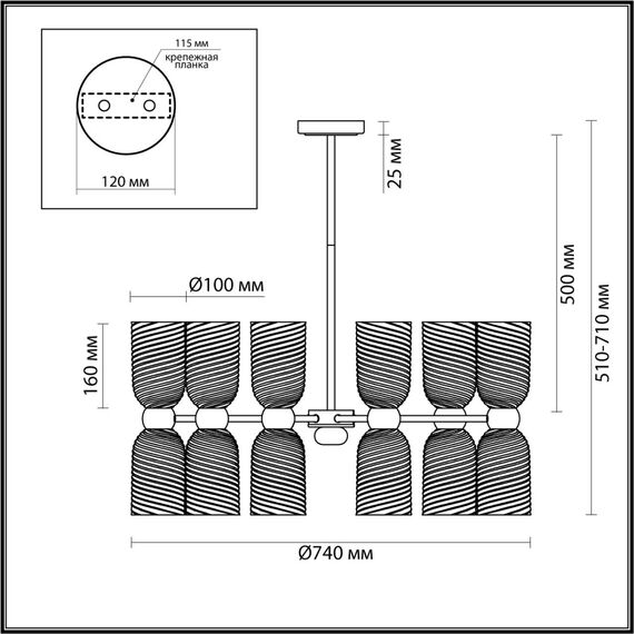 6511/12C MODERNI LN23 173  латунь Люстра потолочная E14 12*40W 220V MONROE, изображение 2