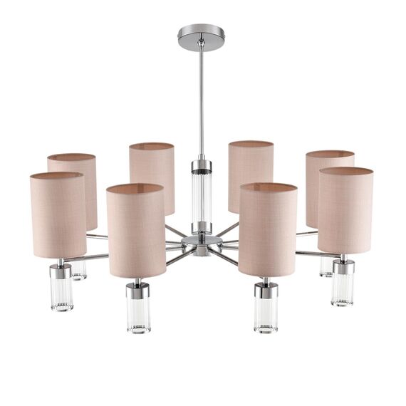 6585/8 MODERNI LN25 56 хром/бежевый, металл/текстиль, стекло Люстра подвесная E14 8*40W 220V ARNIKA