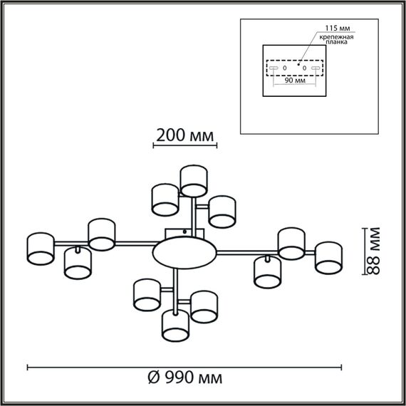 8235/12C COMFI LN25 200 белый, металл Люстра потолочная LED GX53 12*12W 220V GARETA, изображение 2