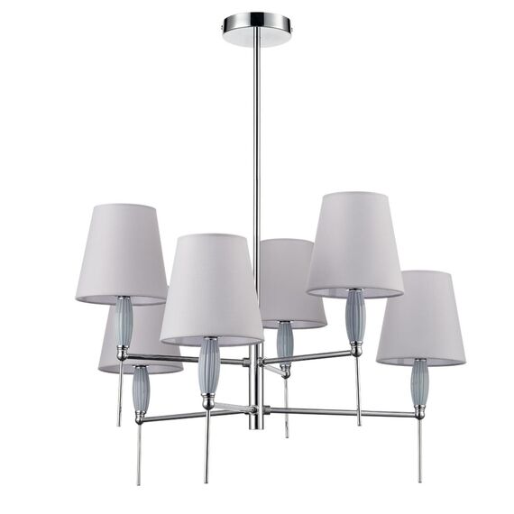 8279/6 CLASSI хром/серый, металл/керамика/текстиль Люстра Е14 6*40W 220V KARMEN