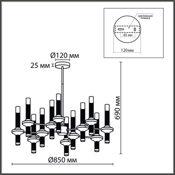 8112/24 NEOCLASSI LN25 26 черный/бронза/прозрачный, металл/стекло Люстра потолочная G9 24*30W 220V TAMARESA, изображение 2