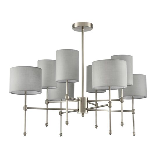 8262/8C CLASSI LN26 металл/текстиль, никель/серый Люстра потолочная E14 8*40W 220V LATTI