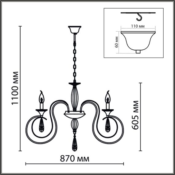 8032/8 CLASSI LN25 20 хром, металл/хрусталь Люстра подвесная Е14 8*40W 220V LAOKA, изображение 2