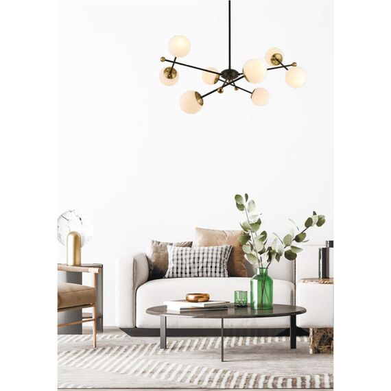 6581/8 MODERNI LN25 108 черный, золотой/белый металл  /стекло Люстра потолочная E14 8*40W 220V MELODY, изображение 3