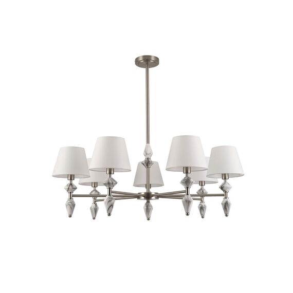 8274/7 CLASSI никель/белый/серый, металл/керамика/ткань Люстра Е14 7*40W 220V VERMONT